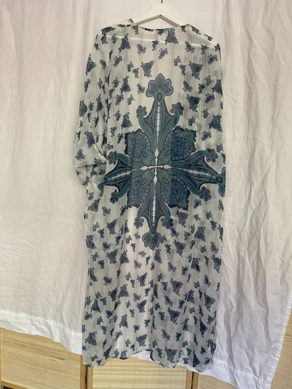 Dizzy Gal Sheer Paisley Kimono Boho Longline Duster Cardigan festival Size 1X